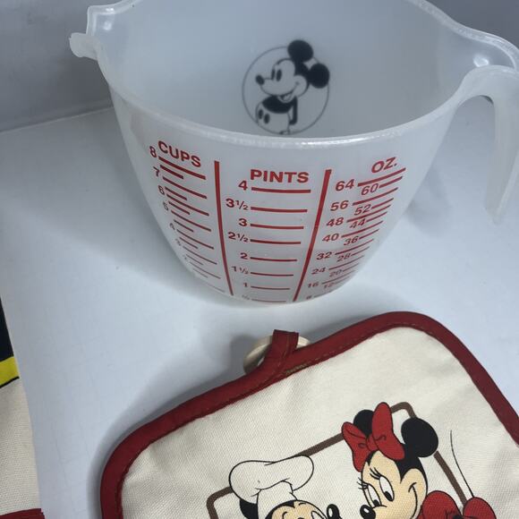 Vintage Walt Disney Mickey Minnie Mouse Cooking Apron Pot Holder Cooking Items - Picture 6 of 11